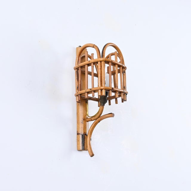 Mid-Century Rattan Lantern Sconces by Louis Sognot, 1960s, Set of 2 For Sale - Image 12 of 13