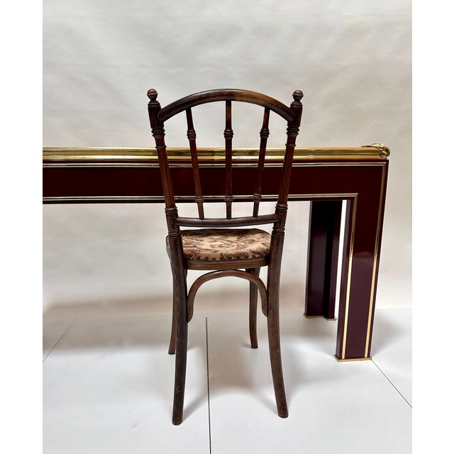 Neo-Classical Console Table with Mirrored Top, Brass Decor and Lacquer Finish from Mariner 1893, Spain, 1970s For Sale - Image 13 of 18