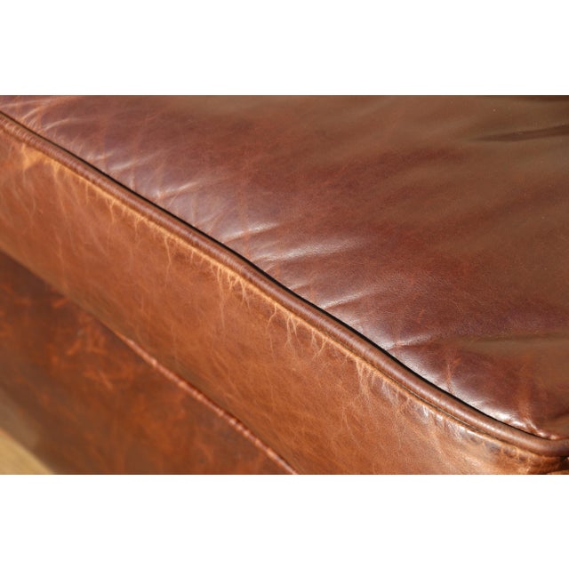 Vintage Restoration Hardware Distressed Brown Leather Three-Seat Sofa | Rh Club Sofa For Sale - Image 13 of 18