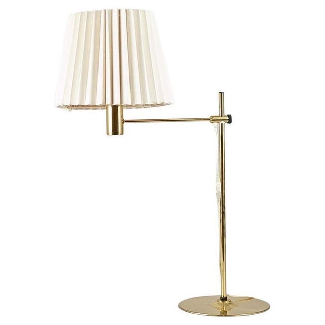Brass Table Lamp with Pleated Shade attributed to Hans-Agne Jakobsson for Hans-Agne Jakobsson AB Markaryd, Sweden, 1960s For Sale - Image 4 of 4