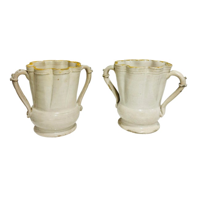 Pair of Vintage Italian Pottery Planter Urns For Sale