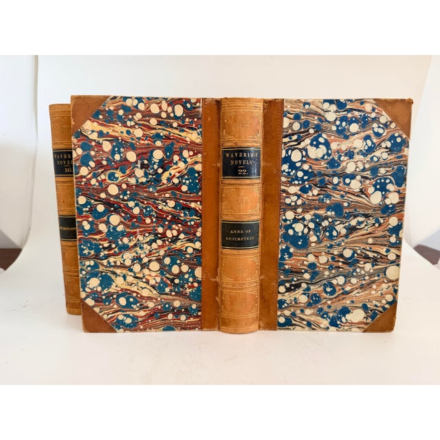 3 Decorative Leatherbound Books With Marbleized Cover Dated 1855 For Sale - Image 10 of 11