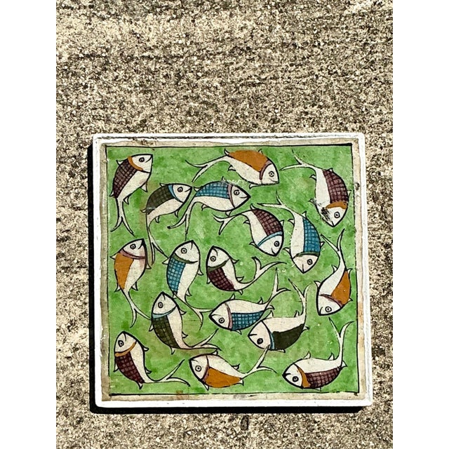 Vintage Hand Painted Fish Tile For Sale - Image 11 of 13