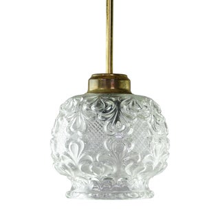 Mid-Century Italian Glass and Brass Pendant Lamp, 1960s For Sale