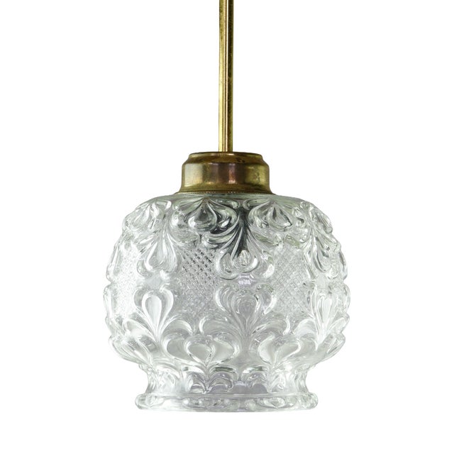Mid-Century Italian Glass and Brass Pendant Lamp, 1960s For Sale