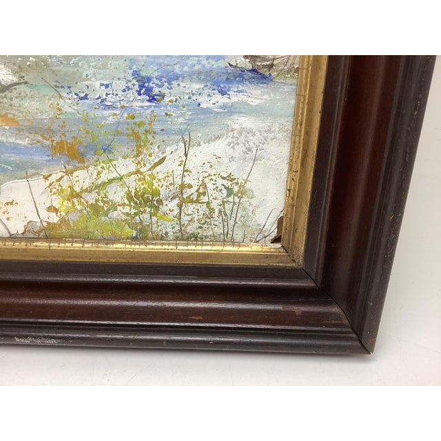 Impressionist 1970s Impressionist Winter Landscape Painting Stacy Szmak, Oil on Masonite “Chilly Day” For Sale - Image 3 of 6