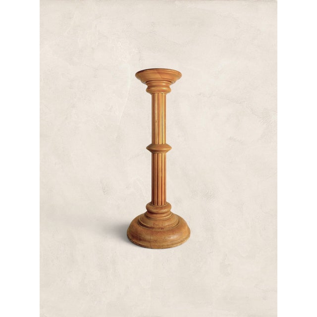 Wood Vintage English Turned Pine Pedestal Stand For Sale - Image 7 of 7
