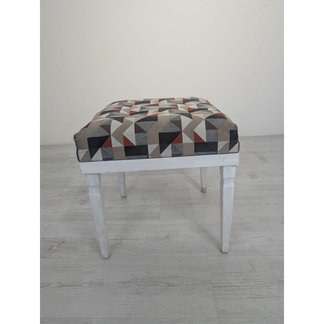 White Pouf with Ladder in Grey and Brown For Sale - Image 8 of 13