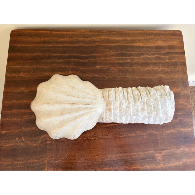 19th-Century Italian Carved Marble Shell Church Font For Sale - Image 11 of 11