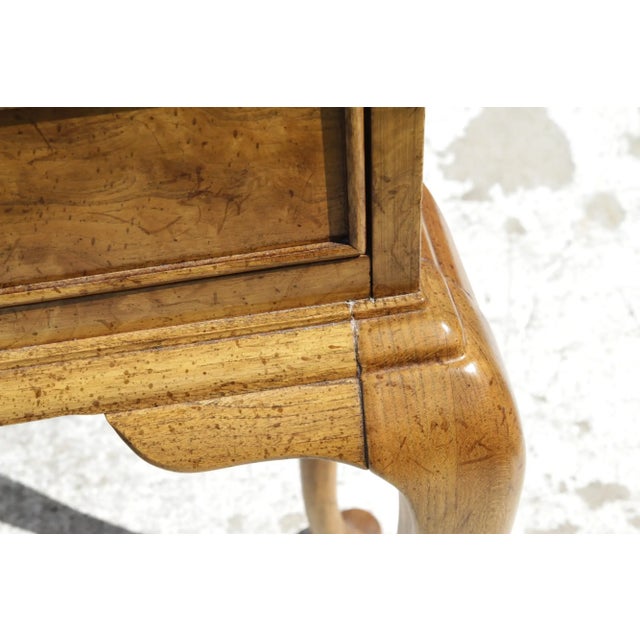 1970s American of Martinsville 2 Drawer Burl Queen Anne Style Writing Table For Sale In Houston - Image 6 of 13