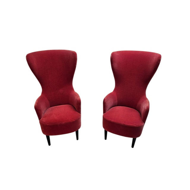 Ruby Red Contemporart High Back Chairs For Sale - Image 8 of 13