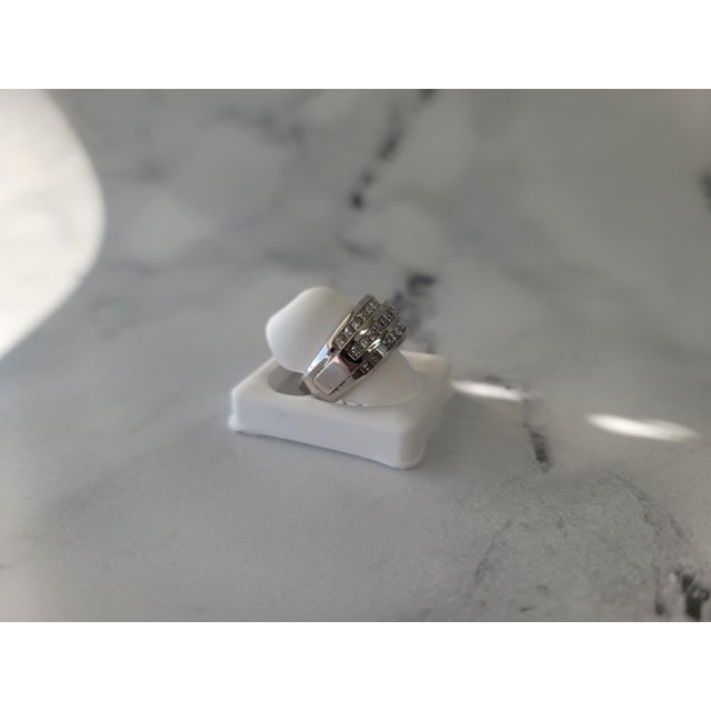 2020s Three Row Princess Cut Diamond Statement Ring 2.22cttw 14k White Gold, Size 4 For Sale - Image 5 of 5