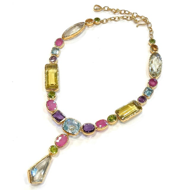 Bochic "Capri" Ruby, Amethyst & Fancy Color Gem Necklace Set in 18K & Silver For Sale - Image 12 of 18