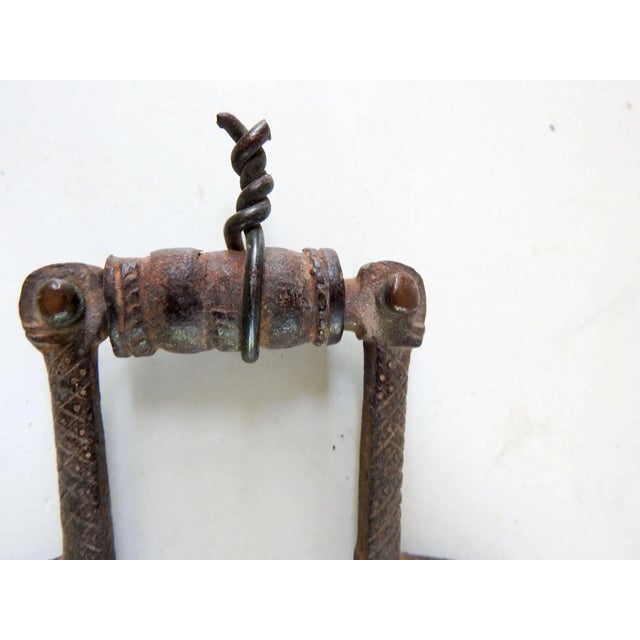 Mid 18th Century Antique Hand Forged Decorated Iron Chest Handle For Sale - Image 5 of 9