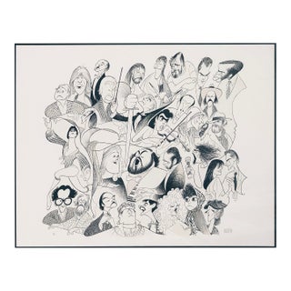 Al Hirschfeld, New Season 1987-1988, Hand Signed Lithograph, Edition 90/100, Framed For Sale