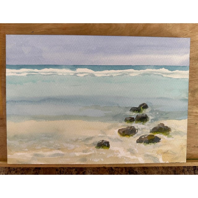 The rocks remind me of stepping stones. Watercolor seascape, signed and ready to frame. Nancy Smith is a super seller and...