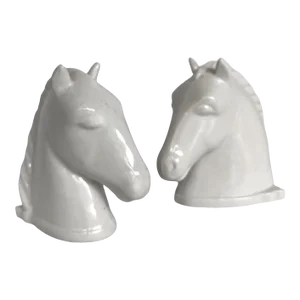 Pair of Modern Ceramic White Horse Head Bookends by Abingdon Pottery 1940s