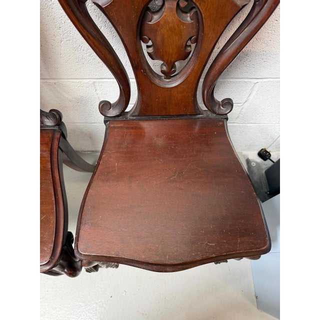 Antique Mahogany Hall Chairs, 1890s, Set of 2 For Sale - Image 9 of 13