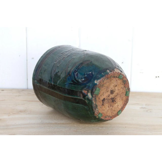 Vintage Emerald Green Glazed Vase For Sale In Los Angeles - Image 6 of 8