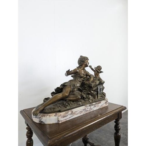 Illuminated Fountain with a Spelter and Marble Figure For Sale - Image 4 of 12