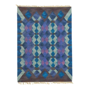 Late 20th Century Judith Johansson Fönstret Swedish Rollakan Rug, 06'01 X 08'04