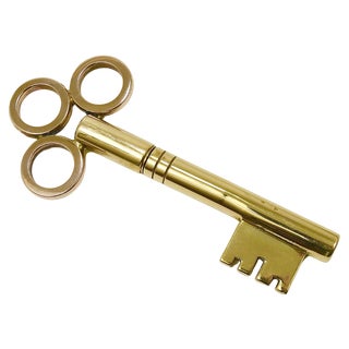 Large Brass Key Corkscrew Bottle Opener Paperweight attributed to Carl Auböck, Austria, 1950s For Sale
