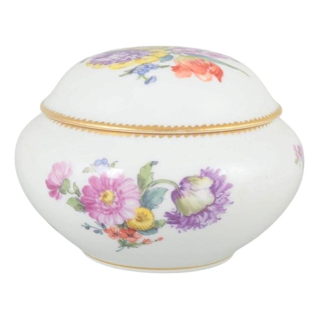 Antique Round Porcelain Jar with Lid fom Royal Copenhagen, 1890s For Sale