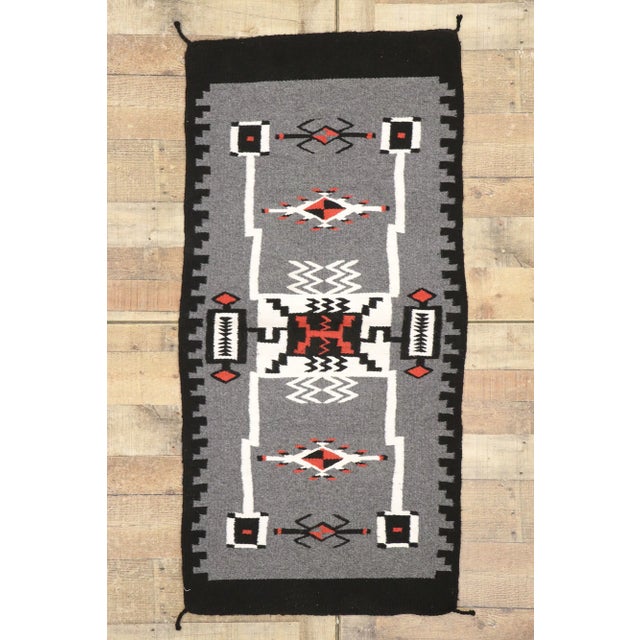 Gray Vintage Storm Navajo-Style Kilim Rug - 02'05 X 04'11 For Sale - Image 8 of 9
