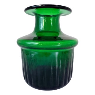 Mid-Century Emerald Green Glass Collar Vase attributed to Bertil Vallien for Boda / Åfors, 1960s For Sale