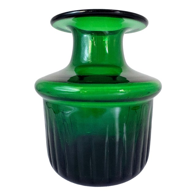 Mid-Century Emerald Green Glass Collar Vase attributed to Bertil Vallien for Boda / Åfors, 1960s For Sale