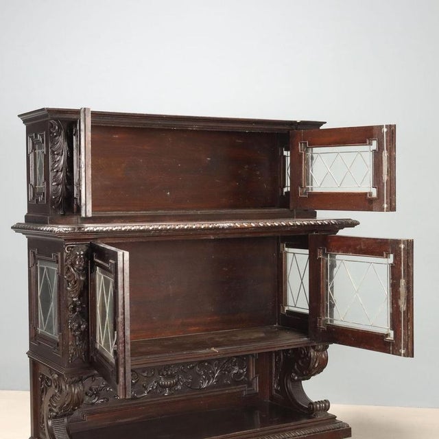 Neo-Renaissance Style Ebony and Walnut Display Cabinet For Sale - Image 3 of 12