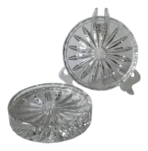 Vintage Faceted Glass Wine Bottle Coasters/ Candle Holders - a Pair