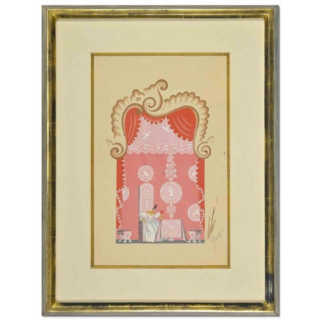Erté, Norina's Room, 1970s, Gouache on Paper For Sale - Image 4 of 5
