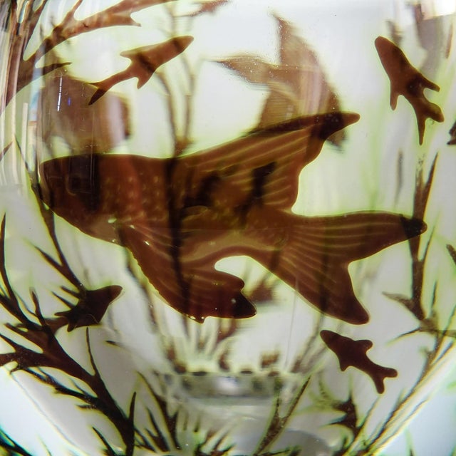 Glass Early Fish Graal Vase by Edward Hald for Orrefors, Sweden 1948 For Sale - Image 7 of 10