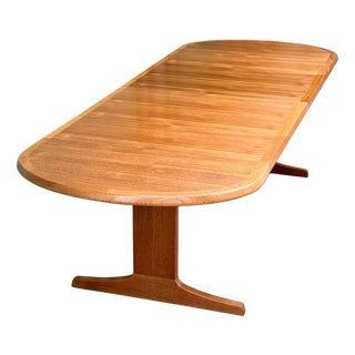 Large Mid-Century Modern Danish Drop Leaf Teak Extending Dining Table For Sale
