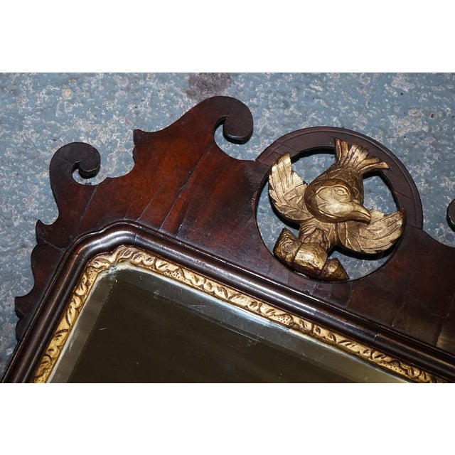 Antique Chippendale Giltwood Wall Mirror with Phoenix, 1760s For Sale - Image 5 of 15