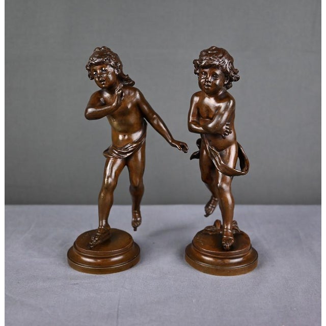 Auguste Moreau, Pair The Skaters Scupltures, 1890s, Bronze For Sale - Image 3 of 18