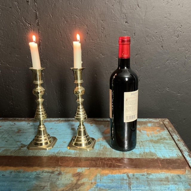 Victorian Brass Candlesticks, 1895, Set of 2 For Sale - Image 3 of 6