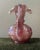 Art Nouveau Vintage Signed Fenton Pink Iridescent Hand-Painted Pansy Pitcher For Sale - Image 3 of 5