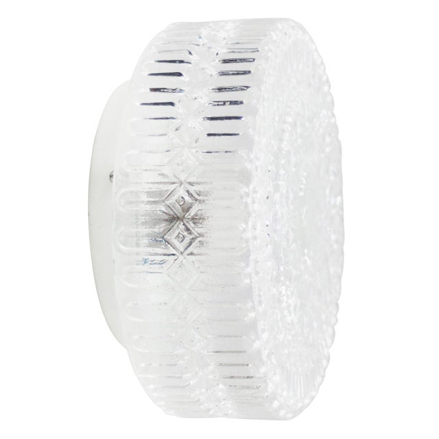 Mid-Century Modern Mid-Century Round Textured Glass Flush Mount For Sale - Image 3 of 12