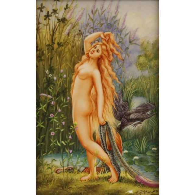 Traditional Vintage Framed Hand Painted Kpm Style Porcelain - Artist Signed For Sale - Image 3 of 5