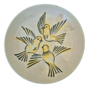 Large Platter with Bird Decor by André Baud for Vallauris, France, 1950