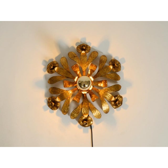 Gold Brutalist Florentine Gold-Plated Iron Ceiling Lamp, 1960s For Sale - Image 8 of 18
