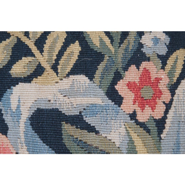 Mid 20th Century French Embroidered Neoclassical Floral Ribbon Down Fill Lumbar Throw Pillow For Sale - Image 9 of 9