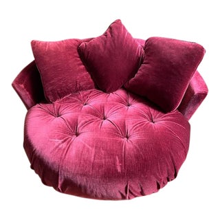 1970s Vintage Milo Baughman Style Circular Tufted Settee For Sale