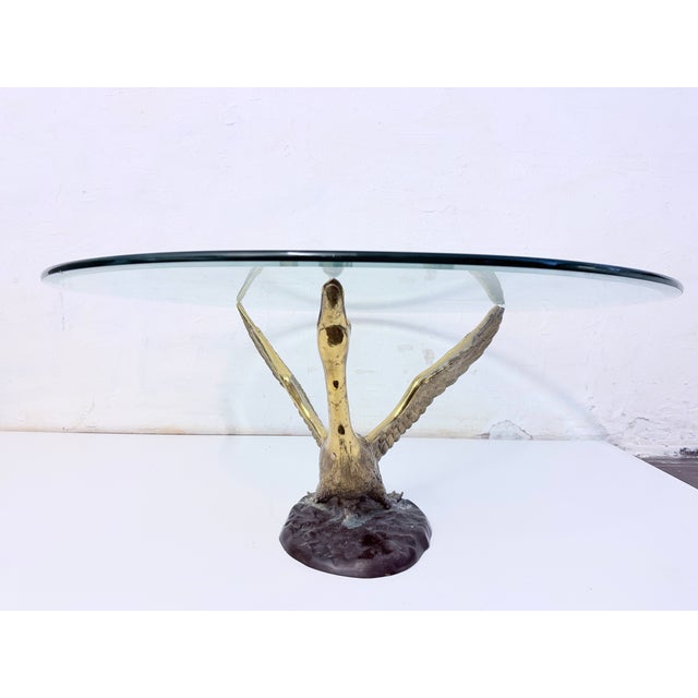Mid-Century Modern Hollywood Regency Swan Metal Coffee Table, 1960s For Sale - Image 3 of 11