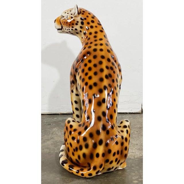 Ceramic Vintage Italian Capodimonte Ceramic Cheetah Sculpture For Sale - Image 7 of 11