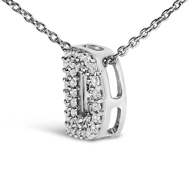 Contemporary 10K White Gold Diamond Accent "D" Initial Bubble Pendant Necklace For Sale - Image 3 of 5