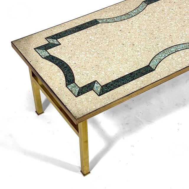 Brass French Brass Coffee Table With Terrazzo Top For Sale - Image 8 of 9