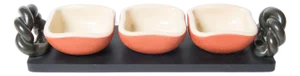 1950s French Organic Modern Serving Tray in Ceramic & Wood